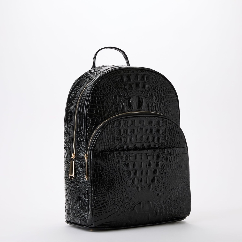 Brahmin Dartmouth Croc-Embossed Genuine Leather Backback in Black Melbourne🖤 NWT